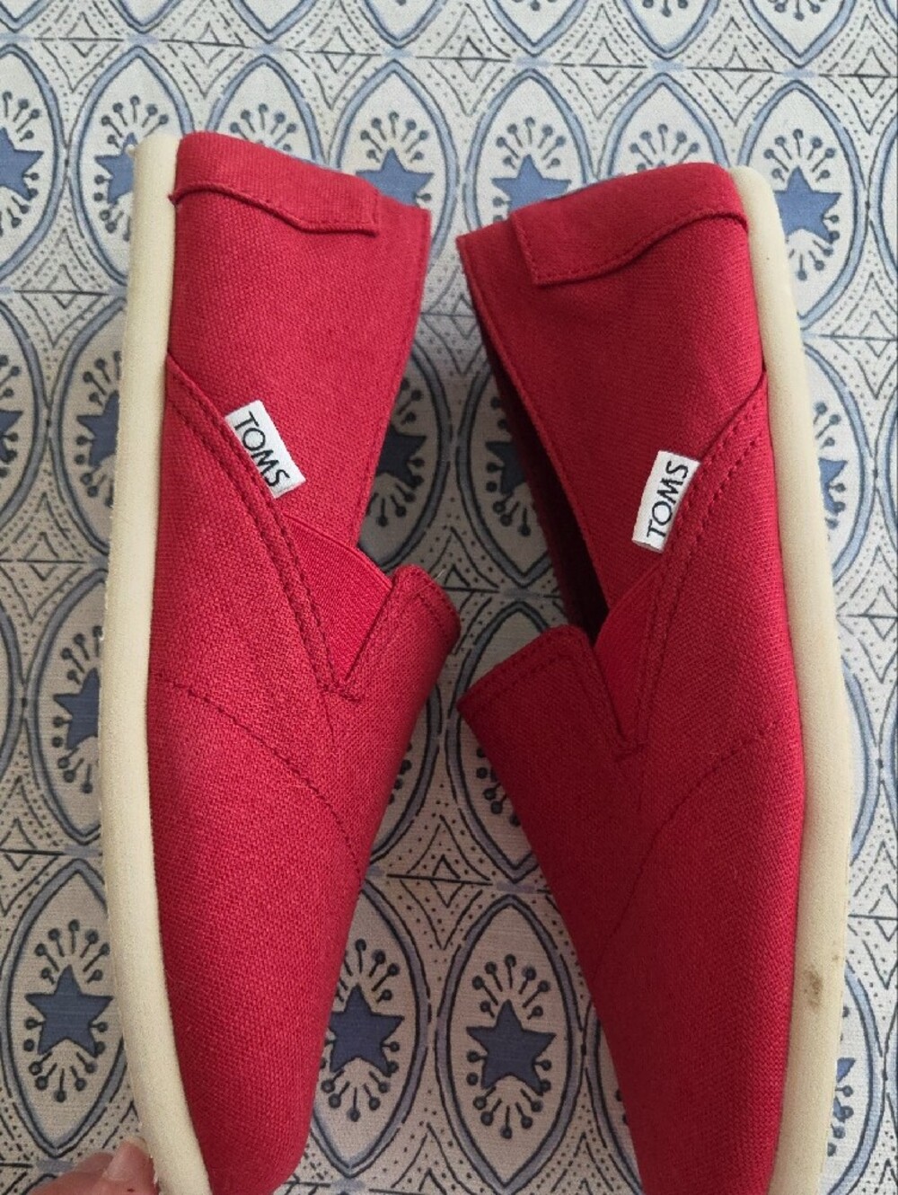 TOMS Red Slip-On Canvas Shoes - Picture 3 of 4